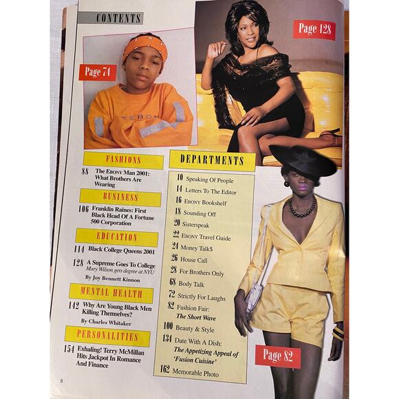 Ebony Magazine April 2001. Cover photo: Shemar Moore & Morris Chestnut. Like New - Picture 3 of 16